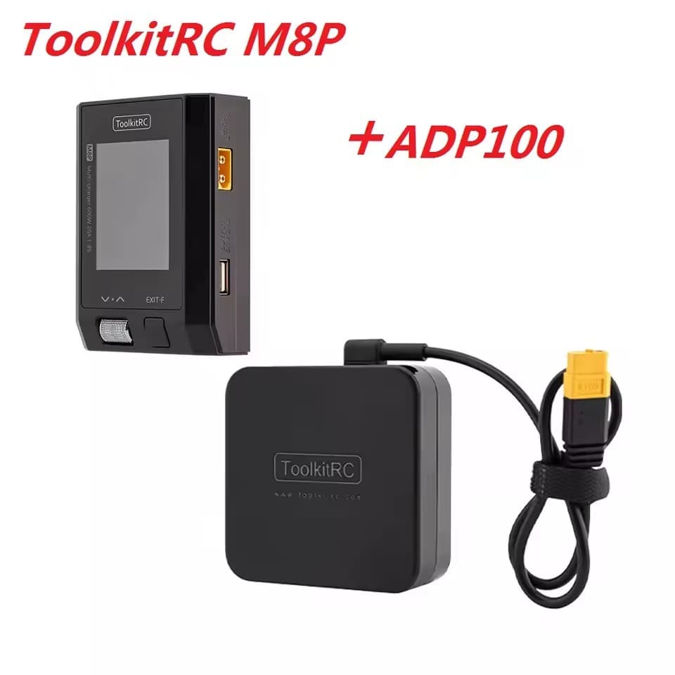 Kit Carregador Balanceador DC ToolkitRC M8P 600W 20A 1-8S + Fonte de Alimentação AC ADP100 100W