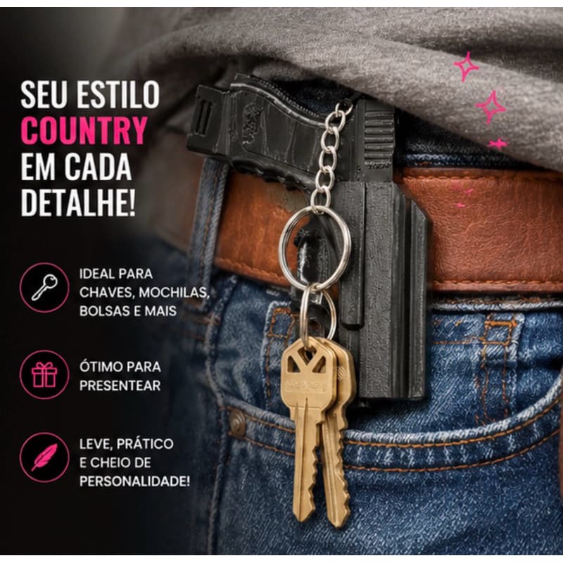 Chaveiro Coldre Pistola Ana Castela Country Fã Presente Acessório