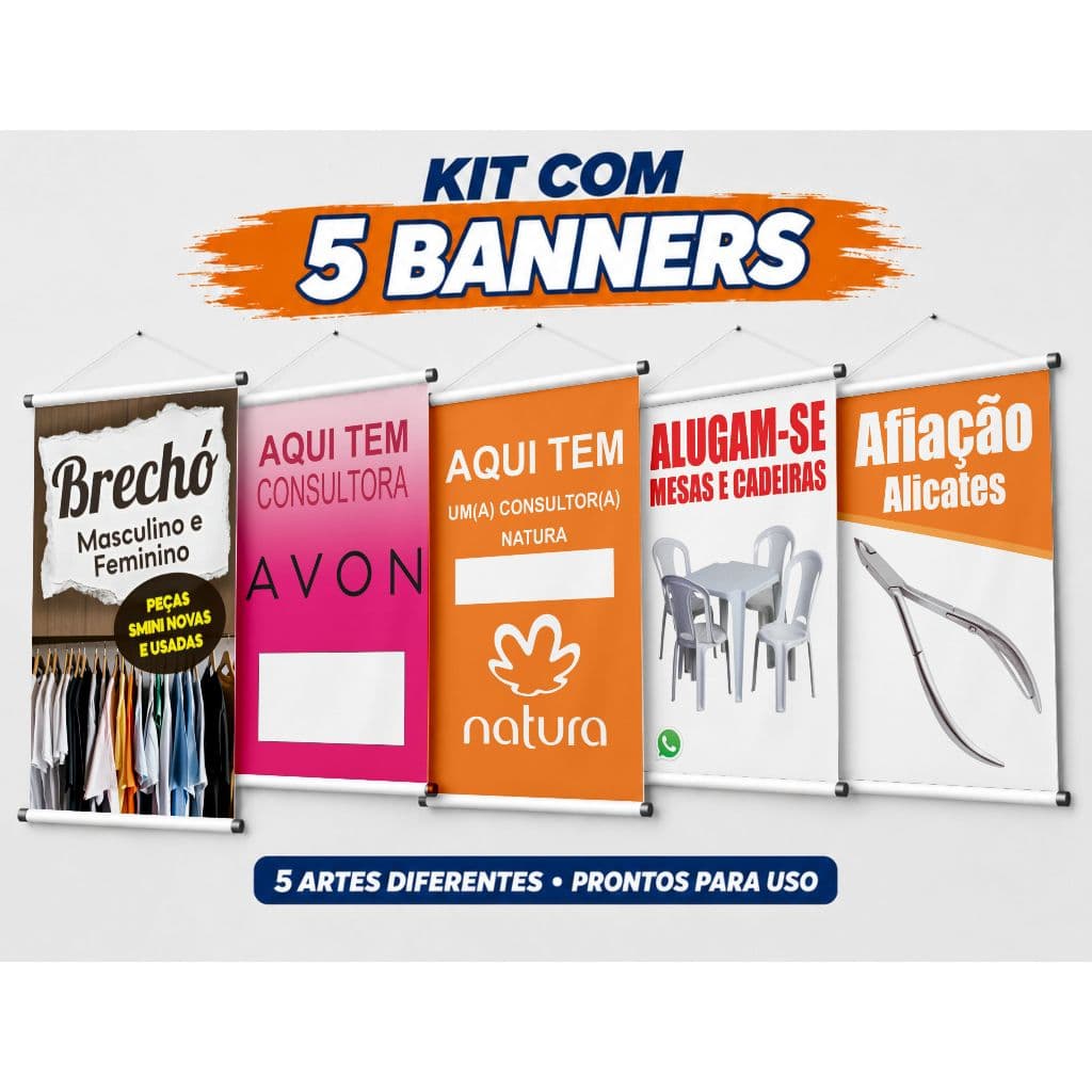 Kit com 5 Banners Comerciais – Artes Prontas para Impressão 15