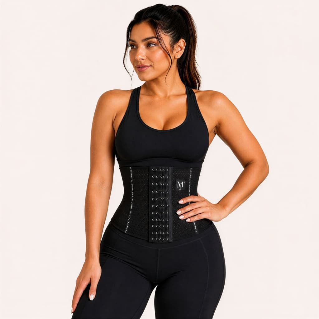 Cinta Abdominal Feminina Emagrecer Rápido Ajustável 4  BARBATANAS modeladora afinar cintura Preto e Bege.