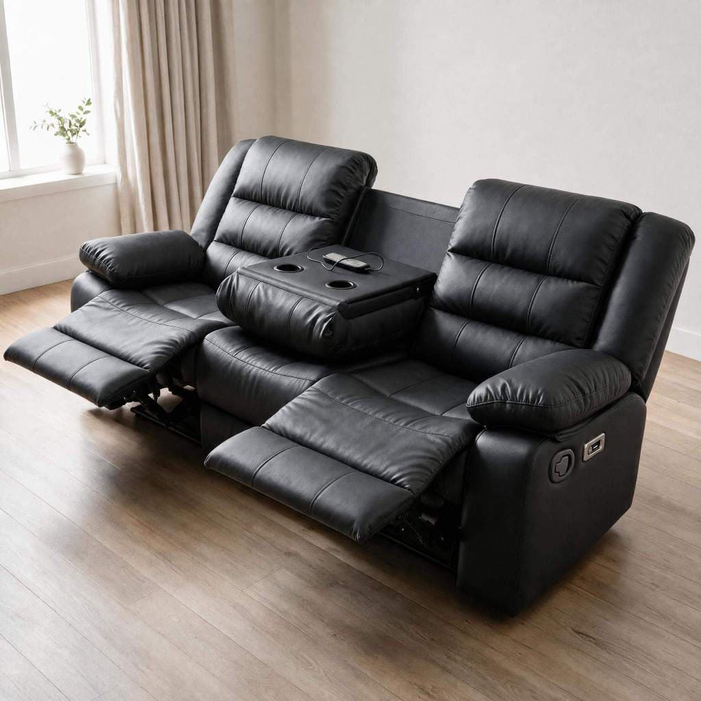 Sofa Poltrona 3 lugares Eletrica com Massagem  Aquecimento Reclinavel com Porta-Copos USB e USB-c
