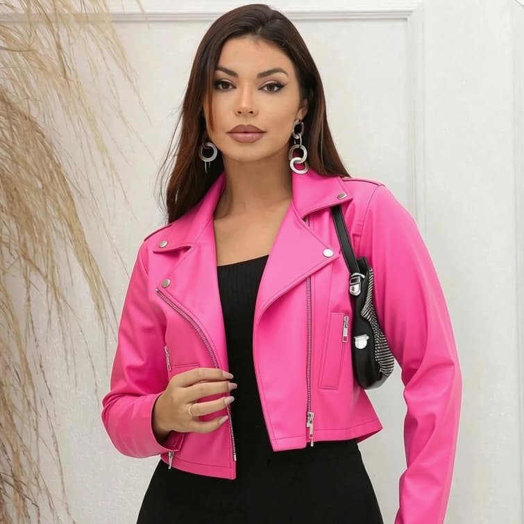 Jaqueta De COURO Feminina com Zíper Confort e Tendencia