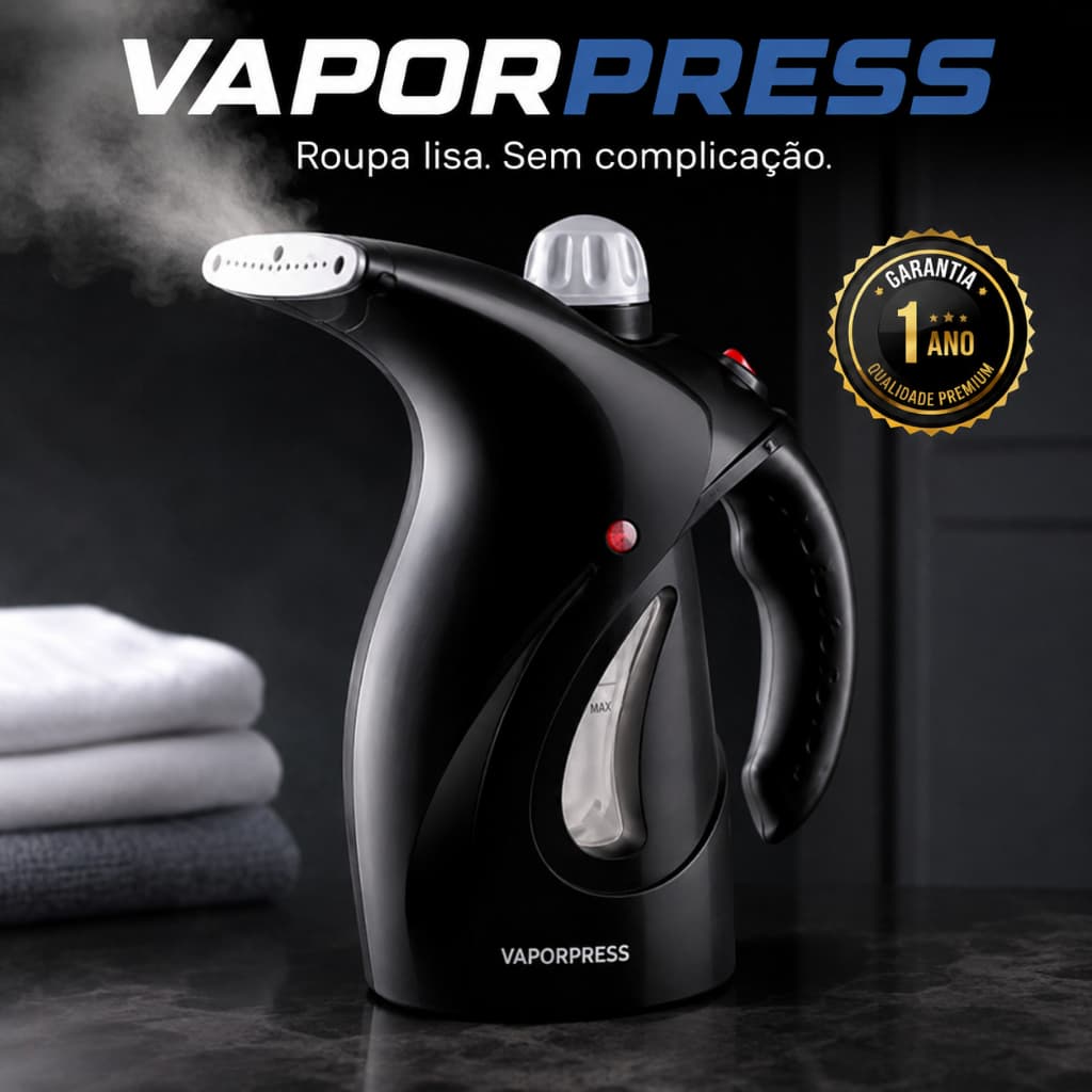 Passadeira a Vapor Portátil 800W 127V VaporPress para Roupas Desamassar no Cabide Escova 200ml