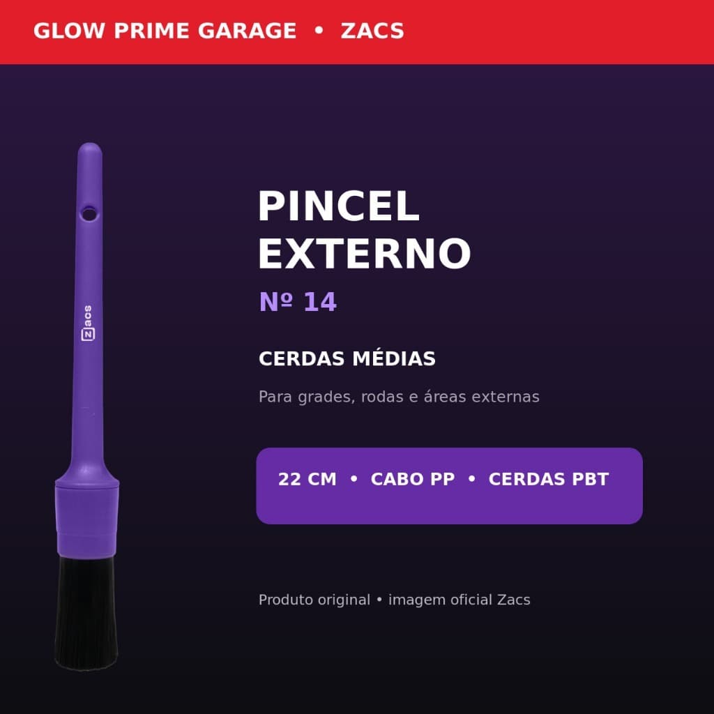 Pincel de Detalhamento Externo Zacs Nº 14 Cerdas Médias