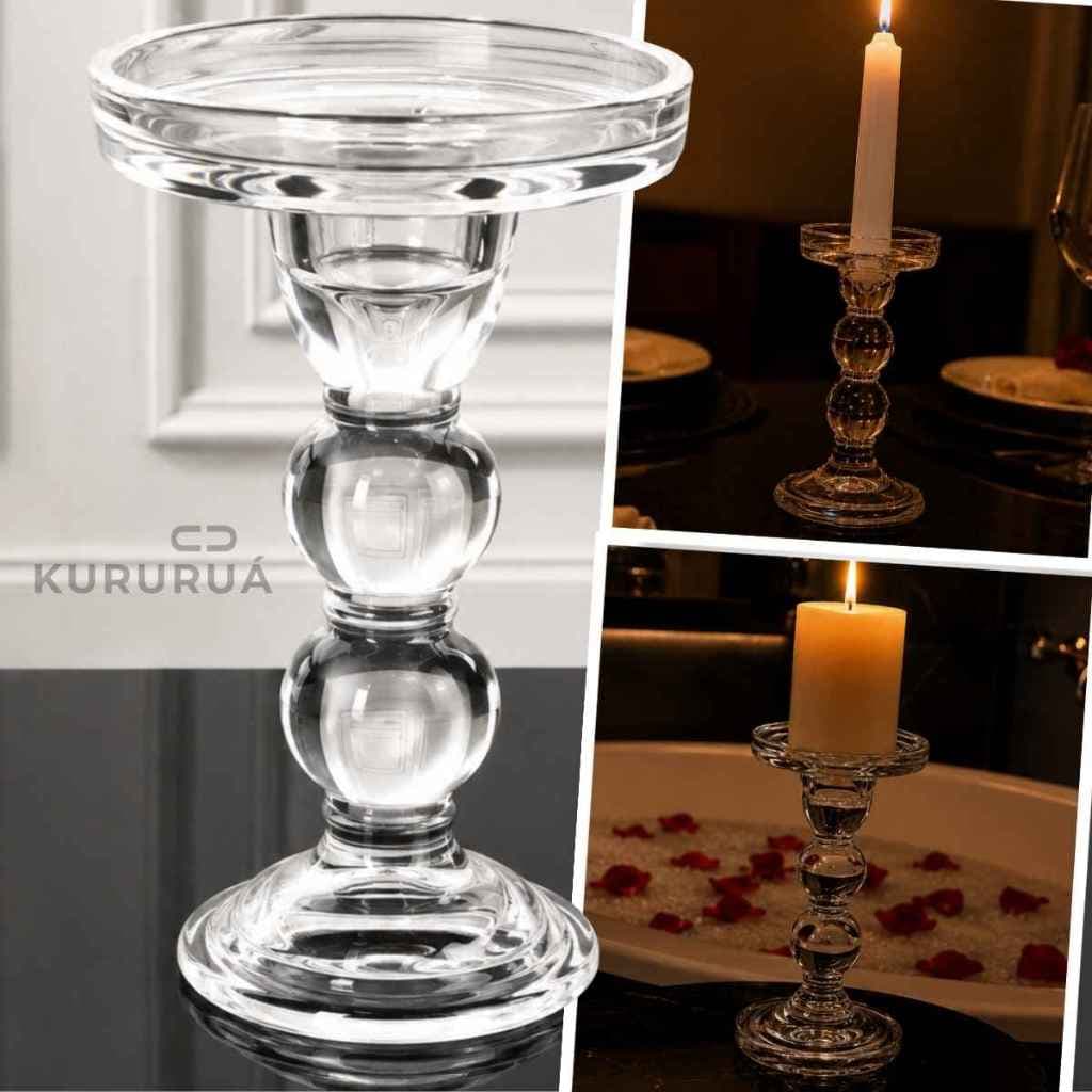 Castiçal de Vidro Porta Velas Aromáticas Mini Votiva Transparente