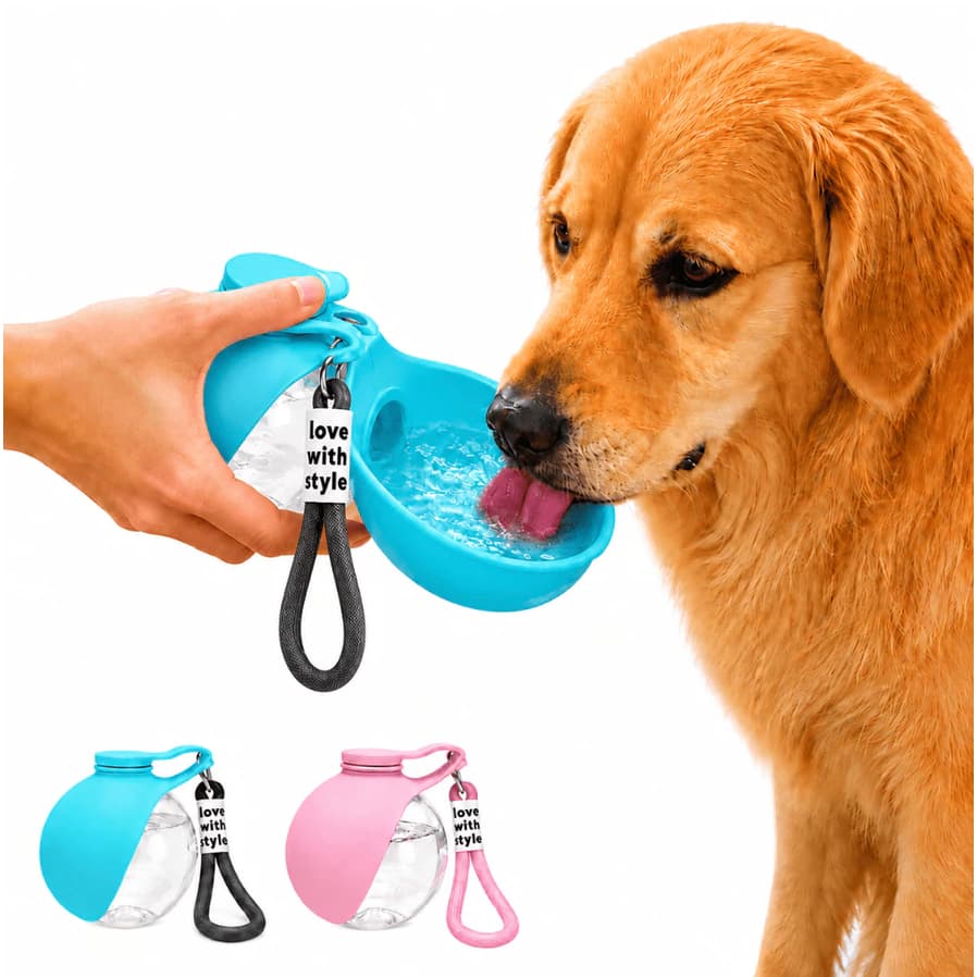 Fonte De Água Portátil Para Animais De Estimação Com Aço Inoxidável , Garrafa Cães E Gatos Design Dobrável