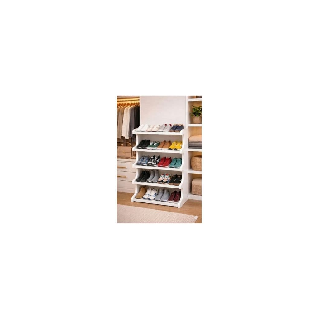 SAPATEIRA MULTIUSO BRANCA PORTA DE ENTRADA MADEIRA MDF VERTICAL 5 PRATELEIRAS  75  X 50 CM