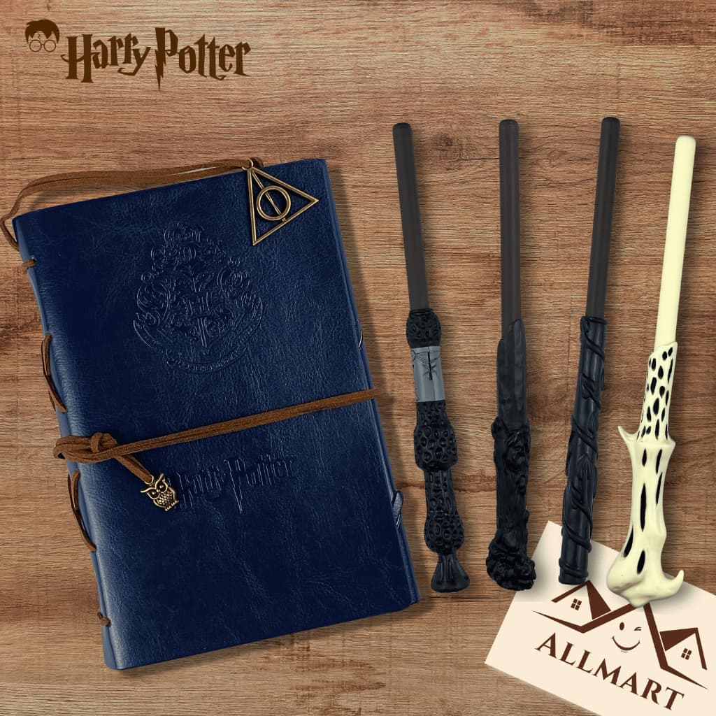 Caderno Harry Potter Com Caneta Varinha | Diário Vintage Geek | Sketchbook e Papelaria Kawaii
