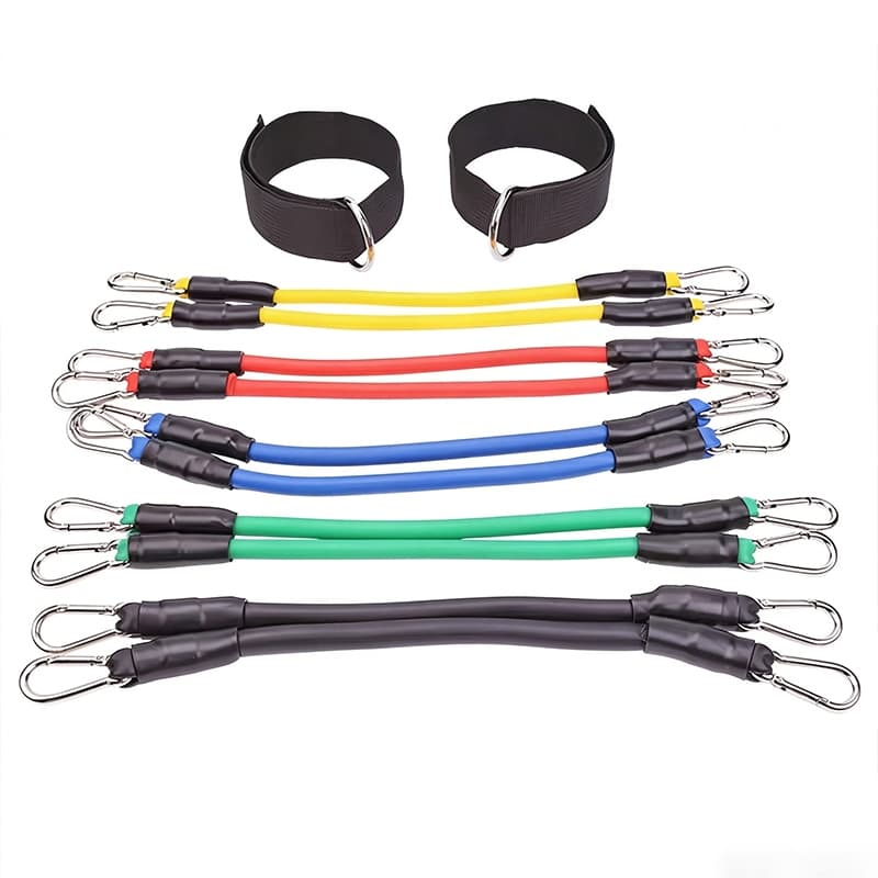 Kit 5 Peças Treino de Pernas e Quadril com Suporte de Porta e Faixa de Resistência para Tornozelo