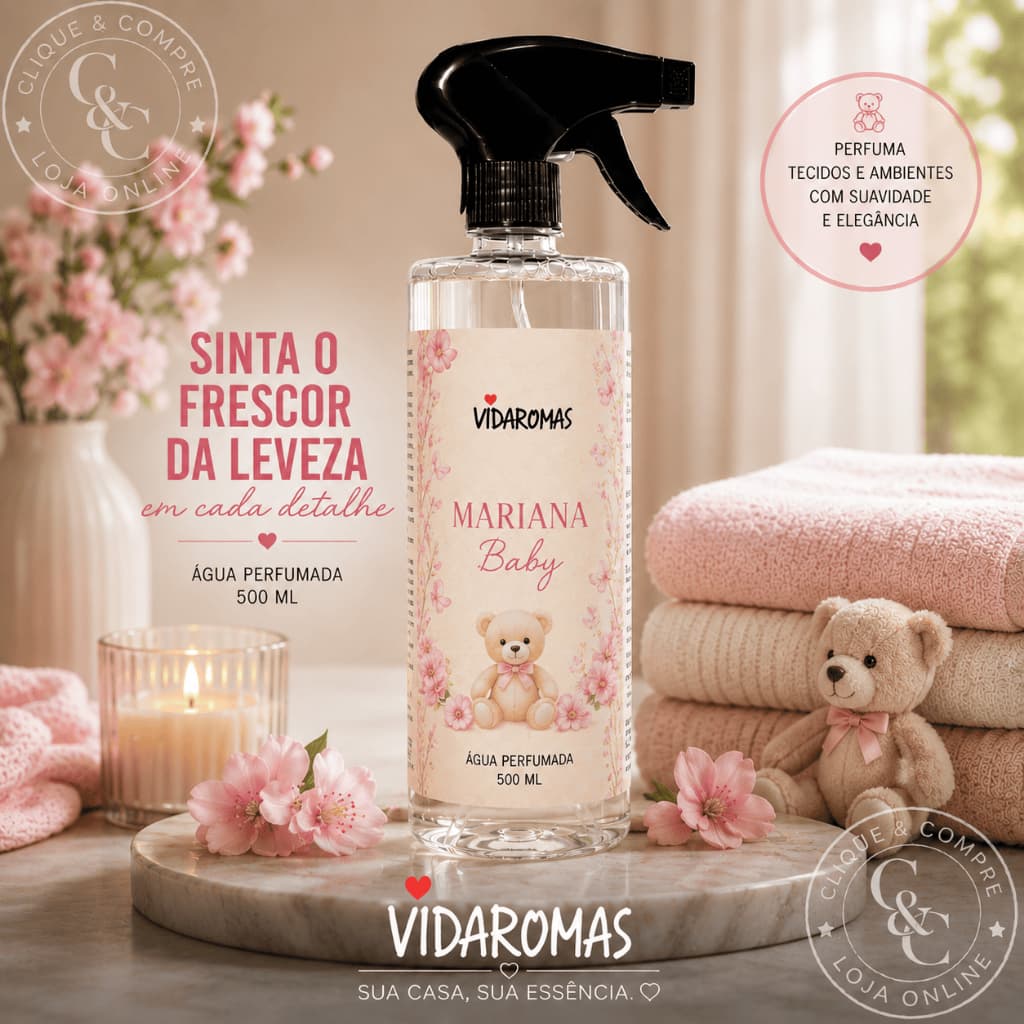 Água Perfumada Vidaromas 500ml – 10 Fragrâncias Encantadoras para Ambientes e Tecidos