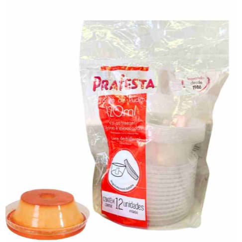 POTE FORMA DE PUDIM DESCARTÁVEL 120ML PRAFESTA 12UN