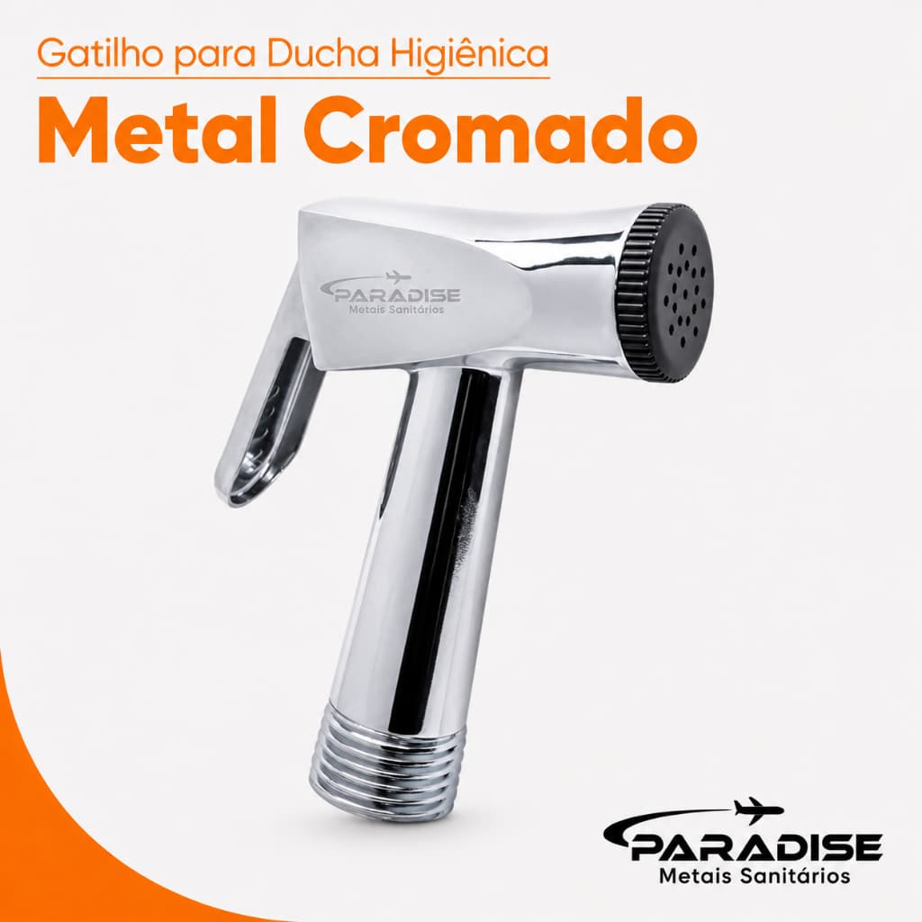 Gatilho em Metal Cromado Para Ducha Manual E Ducha Higienica Paradise