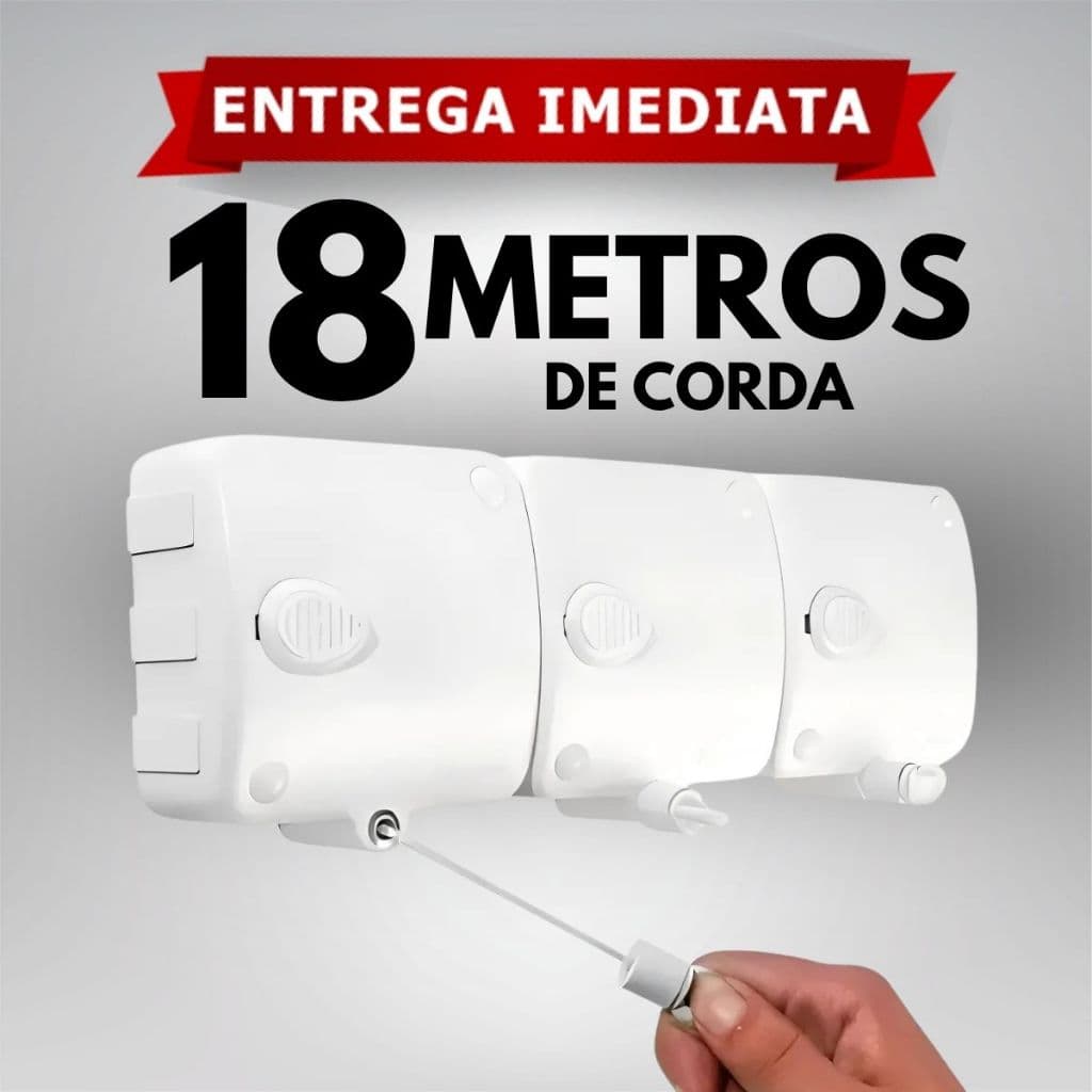 Varal Retrátil Automático 18 Metros Reforçado 18kg
