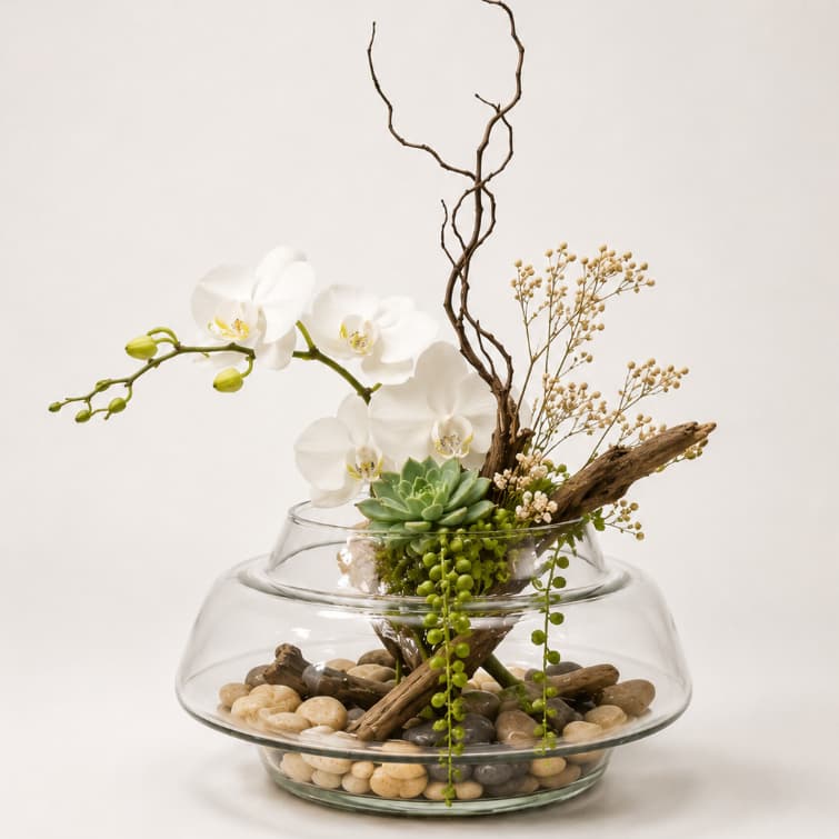 Vaso de Vidro Transparente Saturno – Decoração Arranjos Ikebana e Presente