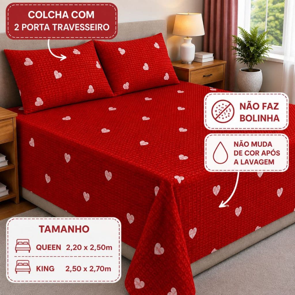 Colcha Piquet Queen King Cobre Leito Cama Posta Elegante Confortável Premium