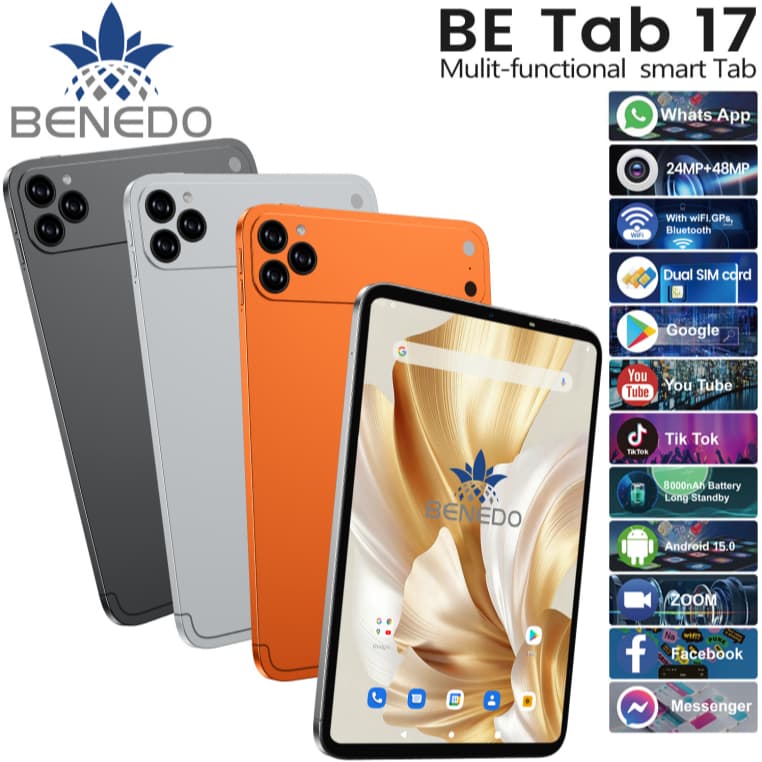 Tablet BE TAB 17 Wifi com chip 10.1 8GBRAM+512GB 8000mah Android 15, Teclado+Mouse Câmera Bluetooth