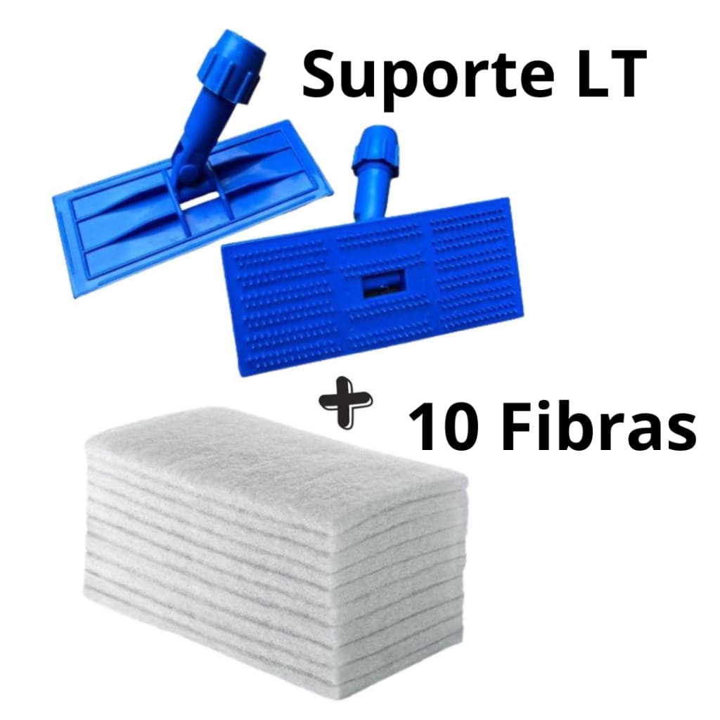 Kit Suporte LT com 10 Fibras Verde Antirrisco Limpa Tudo Esfregão Multiuso