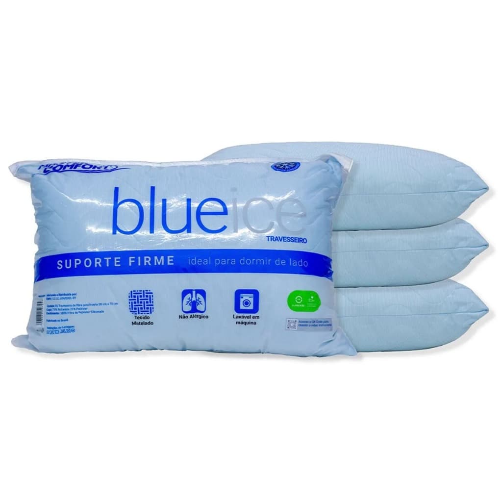 Travesseiro Blue Ice Antialérgico Conforto e Maciez