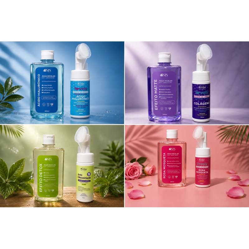 kit 8 Und ROSA MOSQUETA, EFEITO DETOX/ANTE OLEAIDADE, EFEITO MATTE/COLAGENO, ÁCIDO HIALURÔNICO