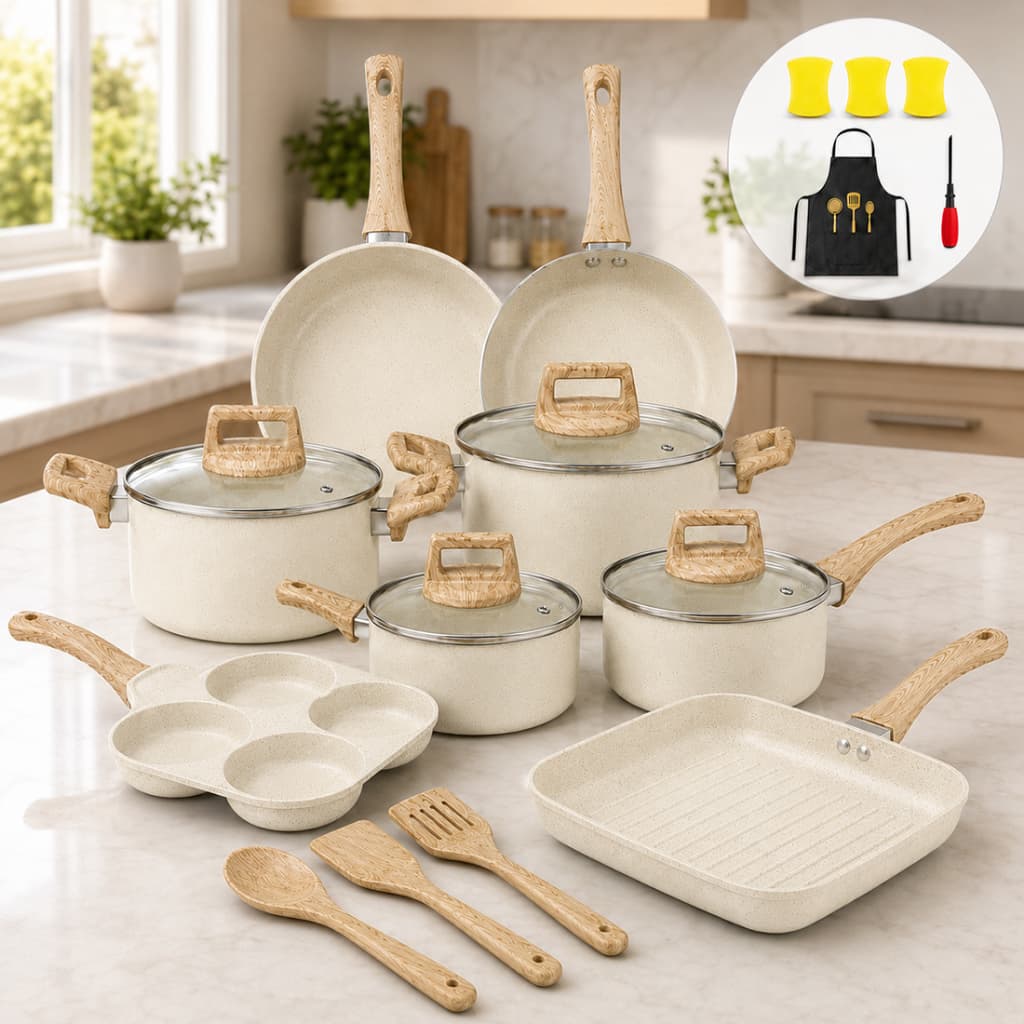 Kit Completo Conjunto de Panelas 16 Peças Alumínio 2,3mm Antiaderente Compatível com Indução