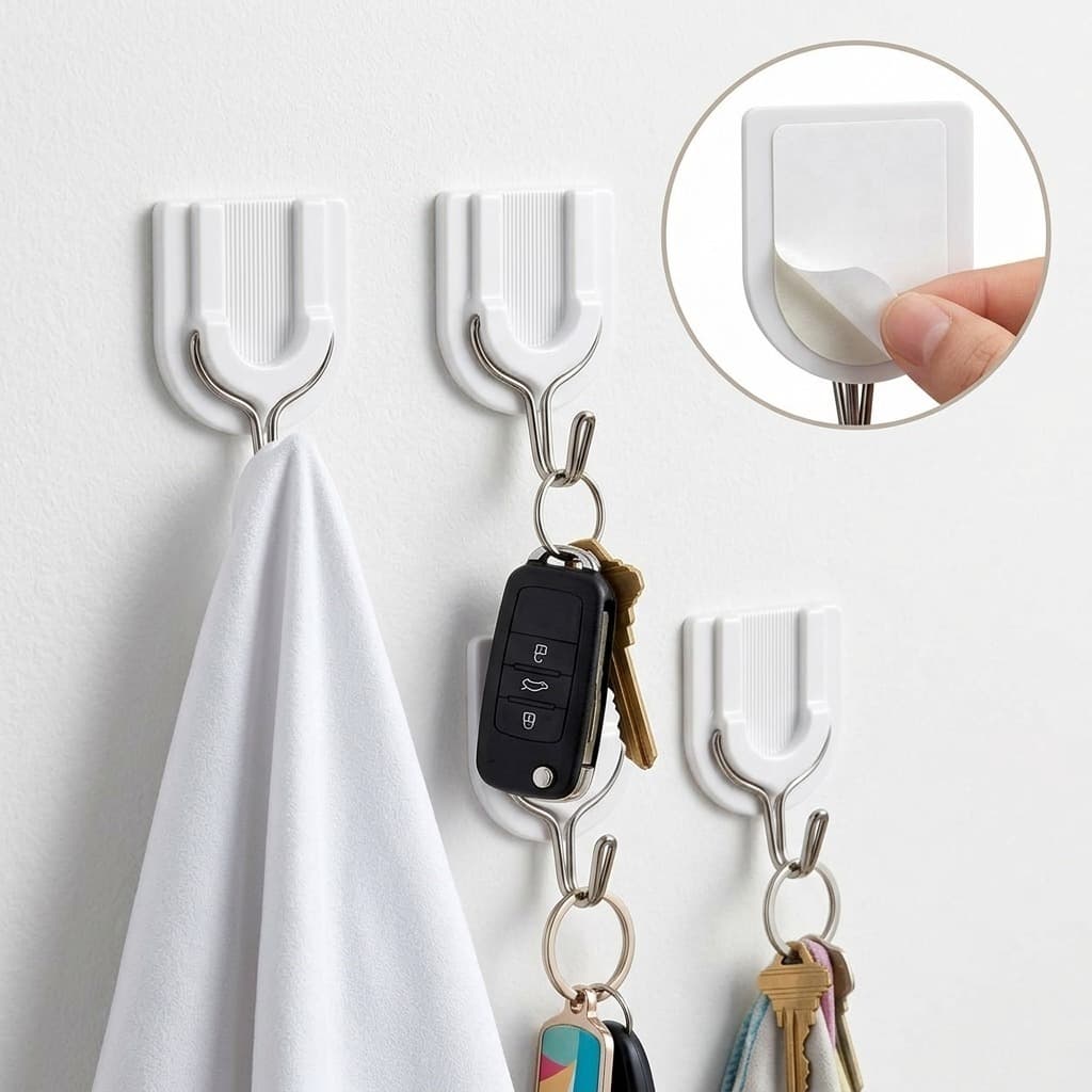 Kit Gancho de Aço Inox Gancho Adesivo para Roupas Gancho para toalhas Gancho de cozinha, Banheiro