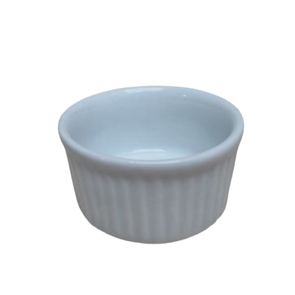 Ramequim Porcelana Branca 90ml Molheira Unitária (Opção Com ou Sem Colher)