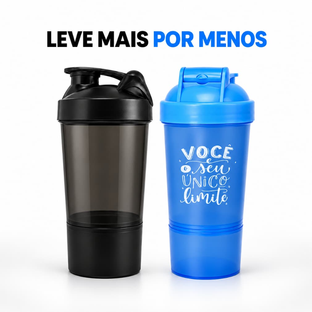 Coqueteleira Shaker 600ml Com Compartimento Mola Misturador Vedação Segura Suplementos Whey Creatina e Pré-Treino  Acade
