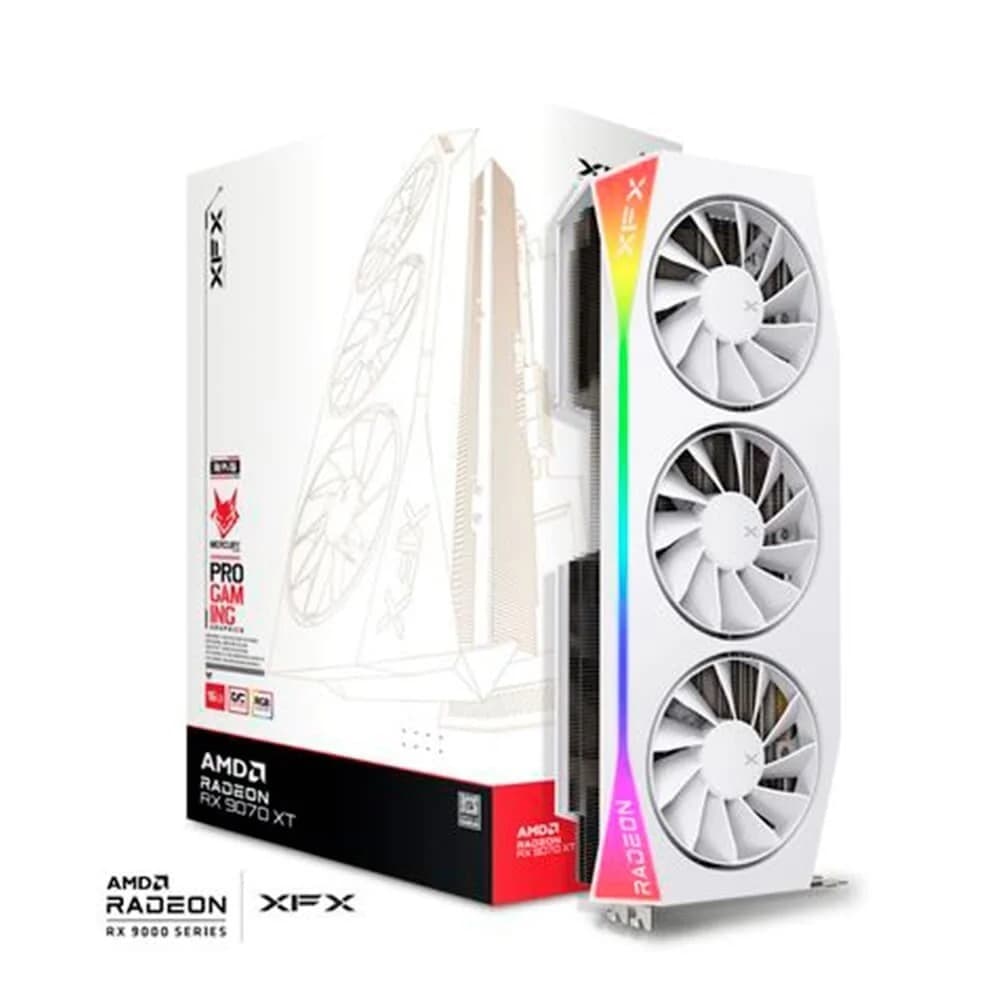 Placa de Vídeo XFX Mercury RX 9070 XT OC WHITE GAMING EDITION WITH AMD Radeon, RGB, 16GB, GDDR6, HDMI 3xDP, RDNA 4