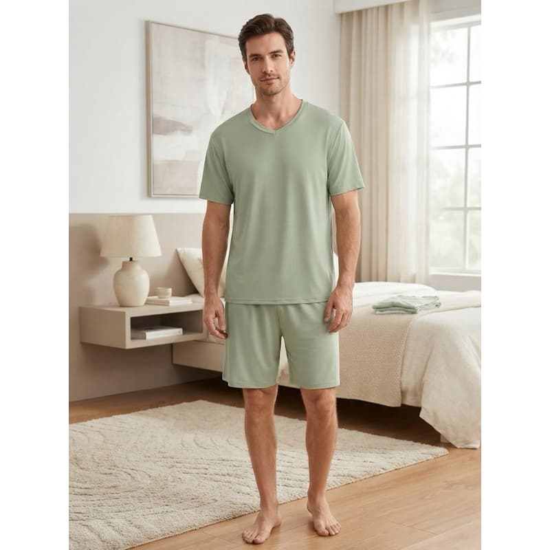 Pijama Masculino de Suede Camisa Decote V e Short | O Máximo em Conforto