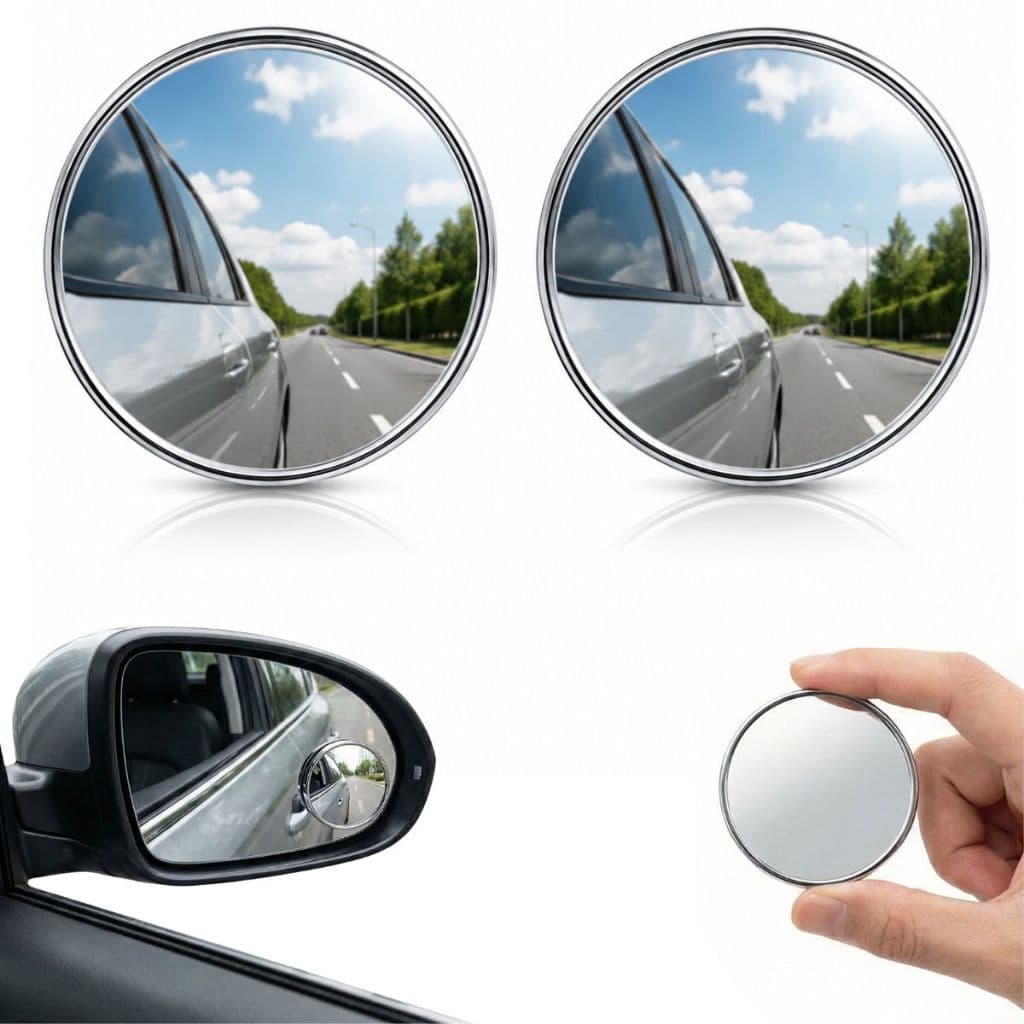 Espelho Retrovisor Auxiliar Ponto Cego Carro e Moto Convexo Olho de Boi Retrovisor Carro 2 Peças