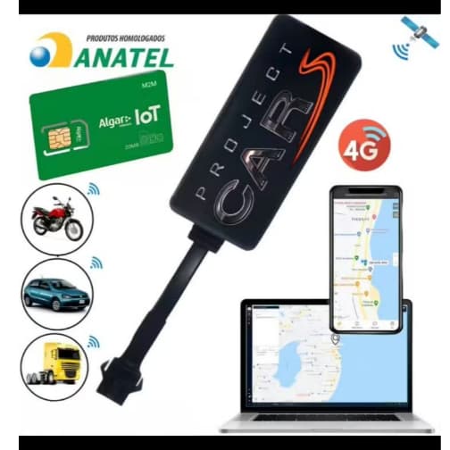 Rastreador Veicular GPS 4G + Chip m2m + App
