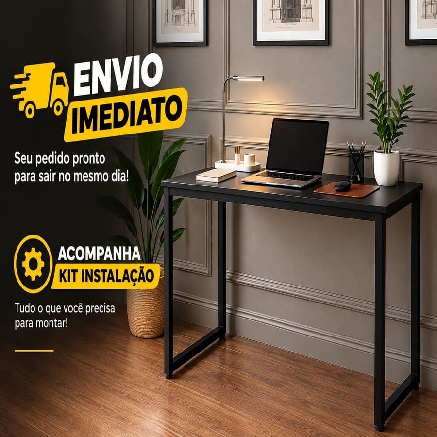 Mesa Industrial 90x40 cm Moderna para Sala e Escritório