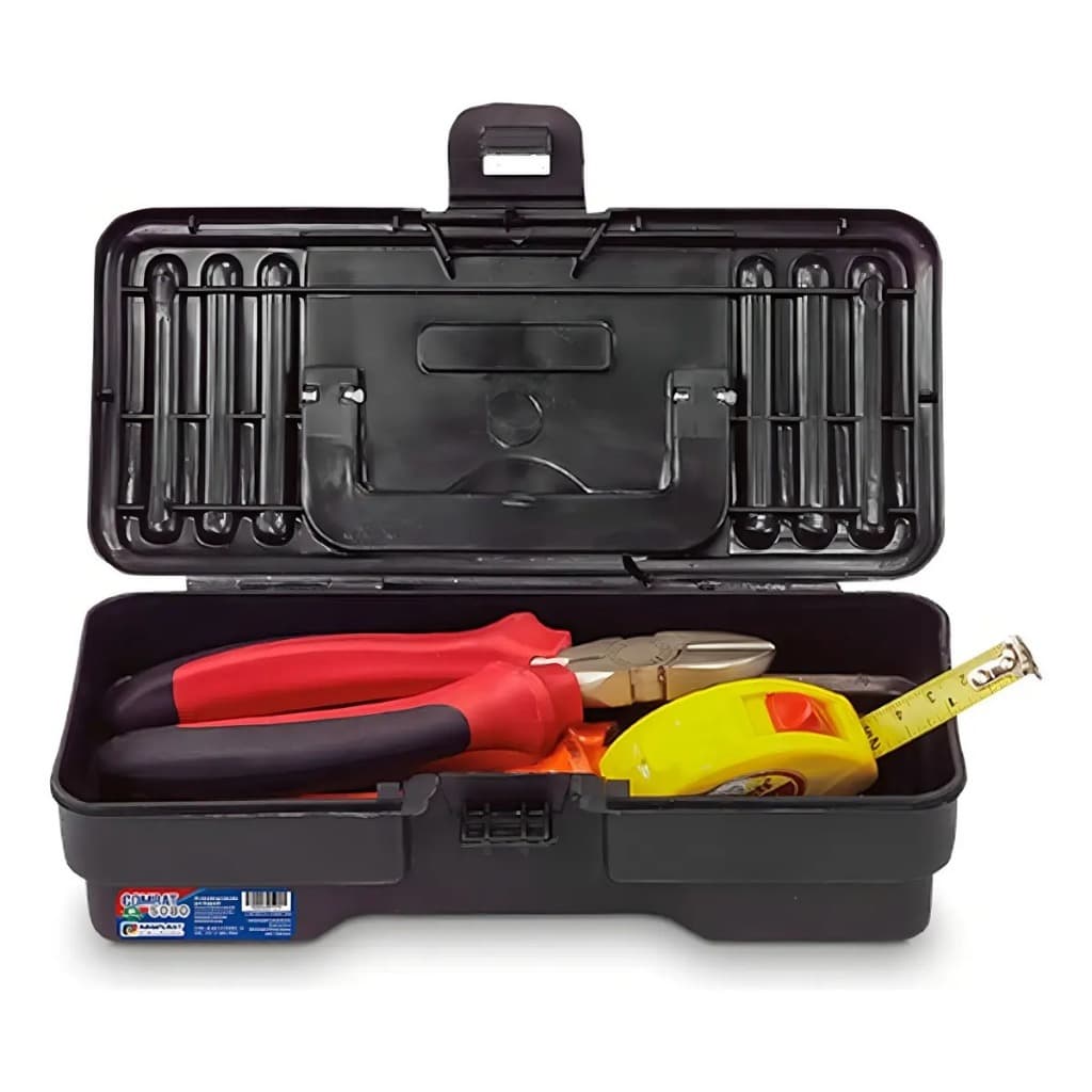 Caixa de Ferramentas Plástica Arqplast Maleta Combat 5080 Preta 24x11x7cm