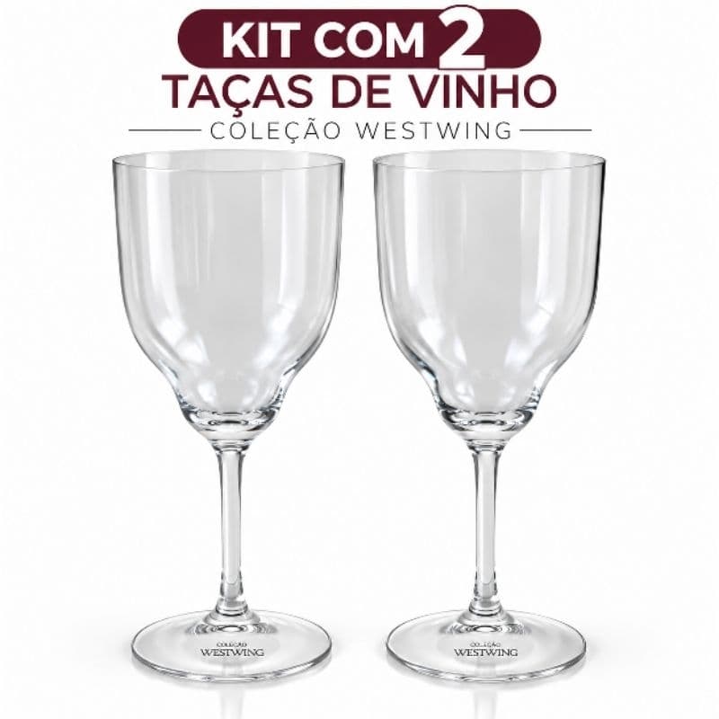 Taça vidro em Cristal kit com 2 Taças Kalana Vidro Transporte 317ML