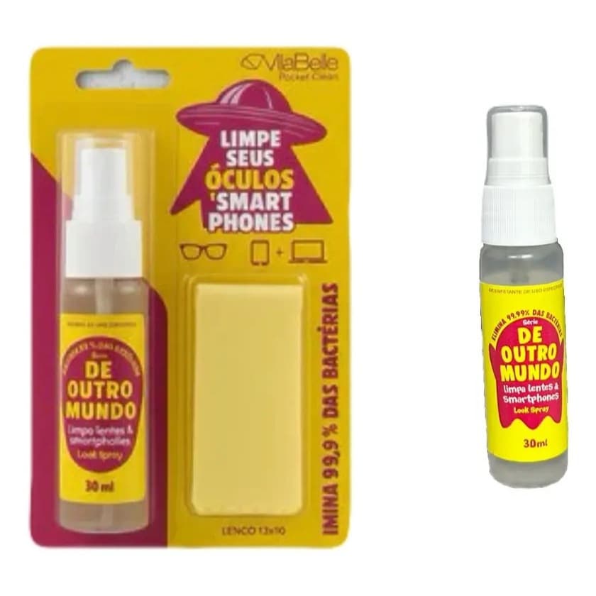 Kit 2 Spray Limpa Óculos Lentes Celular Antibactérias 30ml