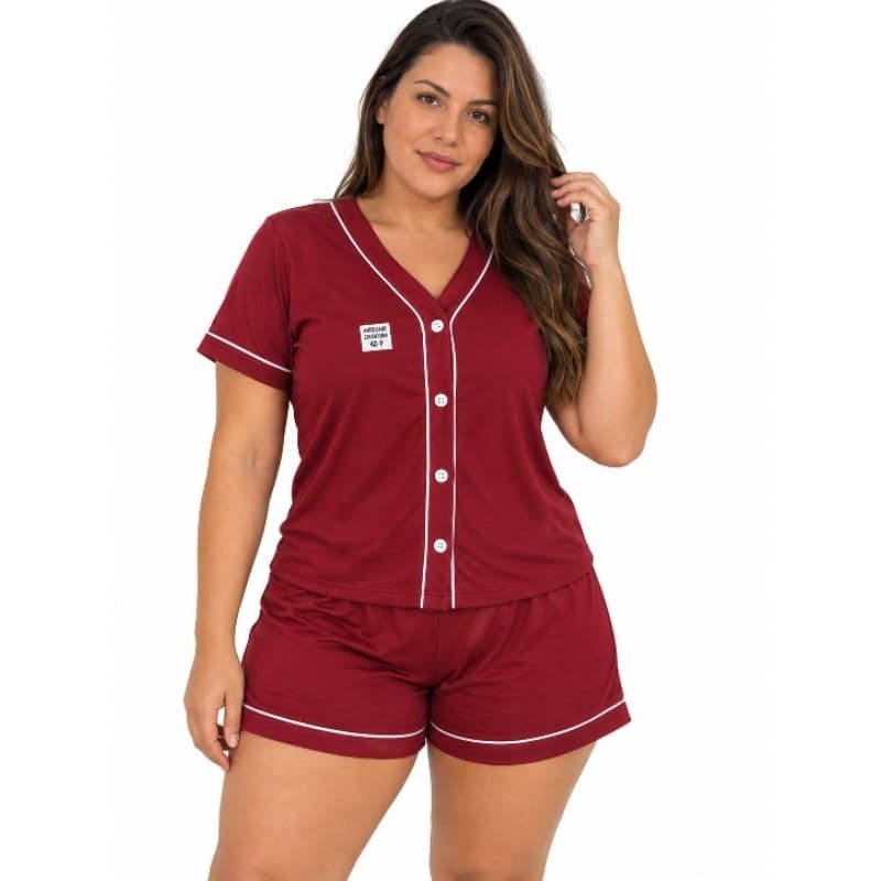 Baby Doll Americano Feminino Manga Curta Gola V com Botões para Amamentação Pós-Parto