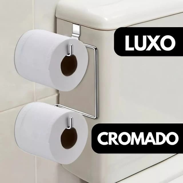 Suporte Porta Papel Higiênico Duplo Para Caixa Acoplada Cromado