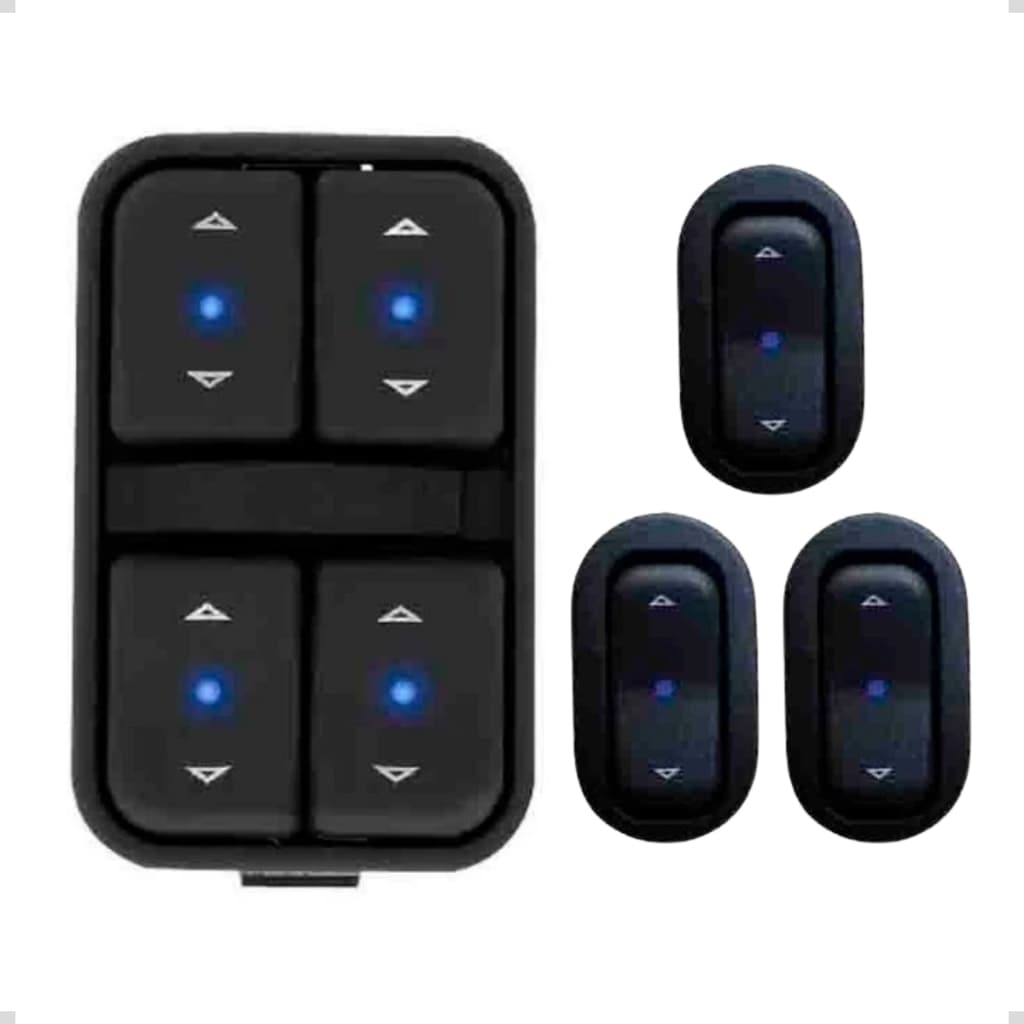 Jogo De Botao Vidro Eletrico Agile Celta Montana Led Azul