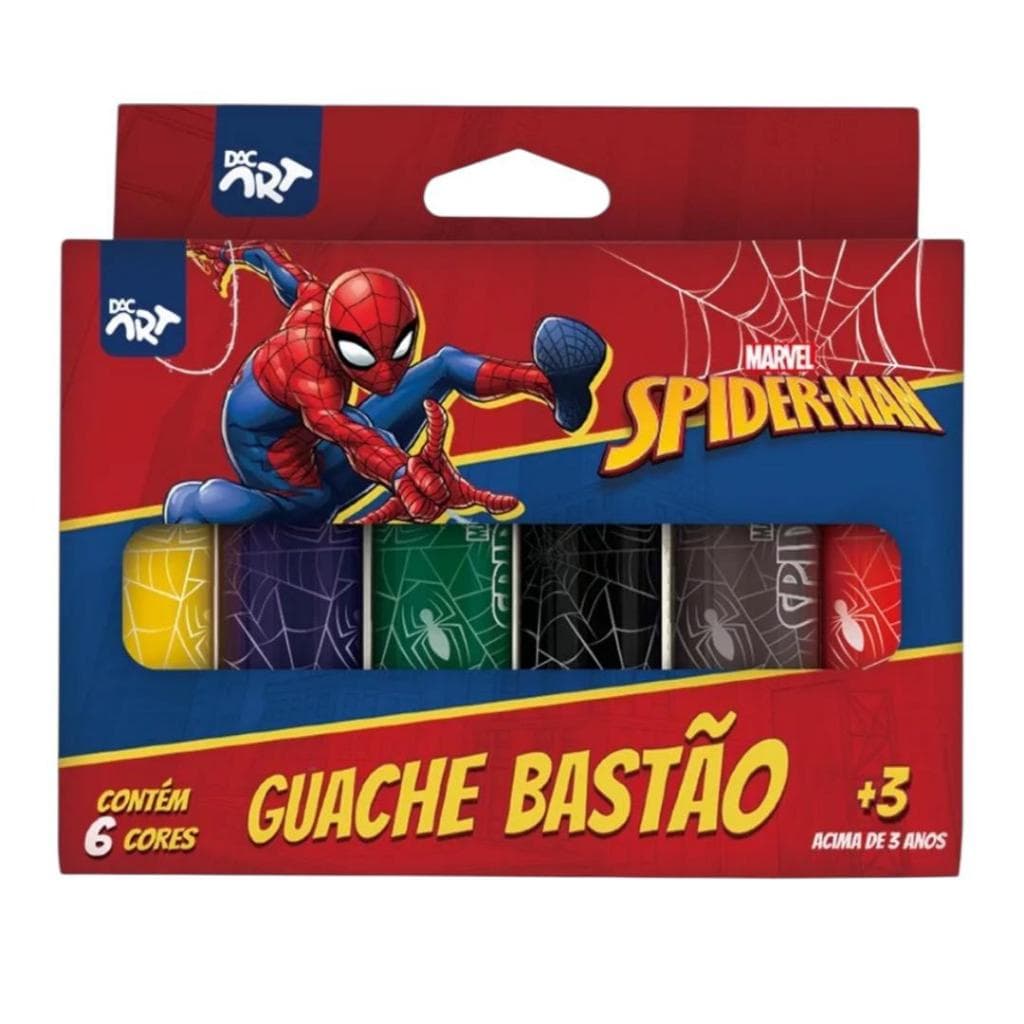 GUACHE EM BASTÃO DAC – COM 6 CORES – HOMEM ARANHA – 4759