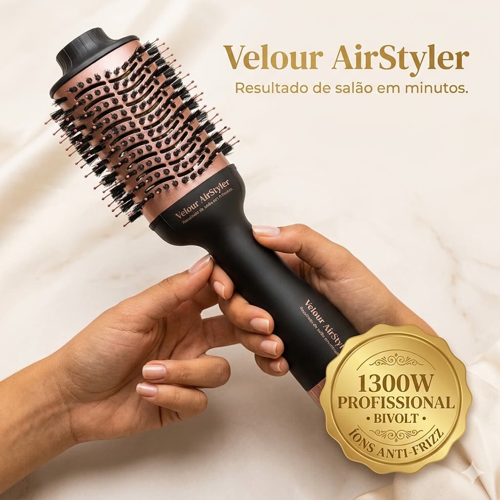 Escova Secadora Cabelo Profissional Bivolt 1300W Pentes Rotativos Alisadora Modeladora