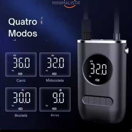 Bomba de Ar Digital Mini Compressor Calibrador de Pneus Carro Moto Bike Com Lanterna Led Portátil