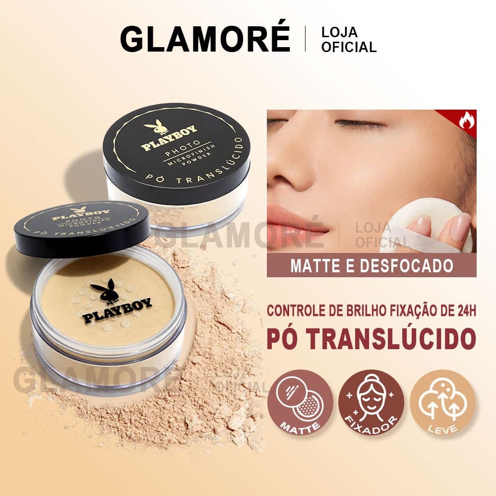 Pó Translúcido Playboy Photo Microfinish Original Matte 3 Cores Profissional