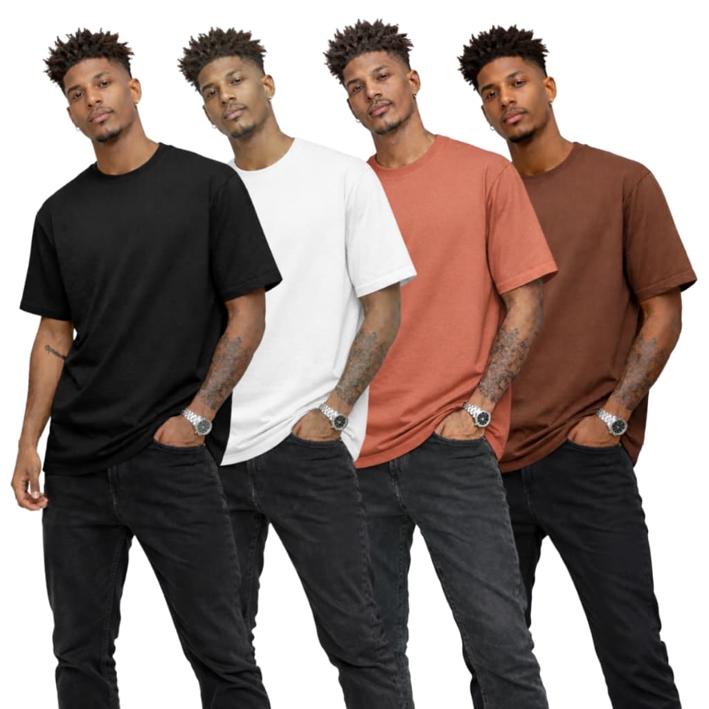 Kit 4 Camisetas Masculinas Algodão Qualidade Premium Gola Redonda