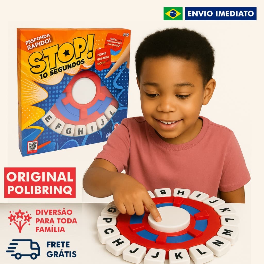 Jogo De Tabuleiro Tapalavras Que Trava Letras Stop Polibrinq totalmente em portugês - Envio Imediato