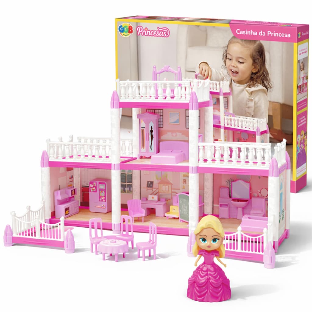 Casinha Casa De Boneca Princesa Brinquedo Infantil 16 Móveis
