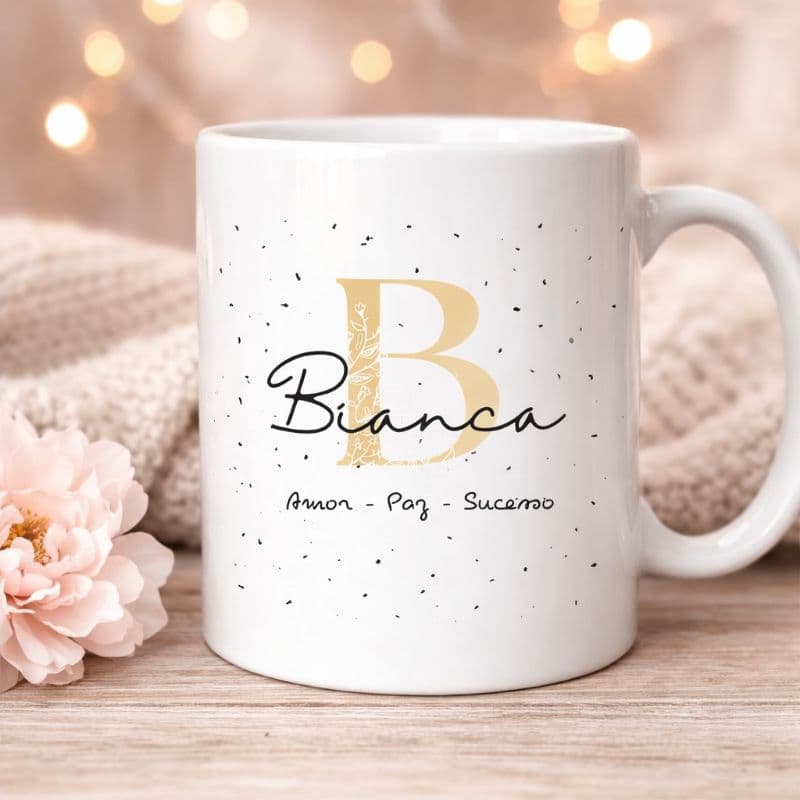 Caneca Personalizada com Inicial e Nome – Design  Sofisticado 325ml