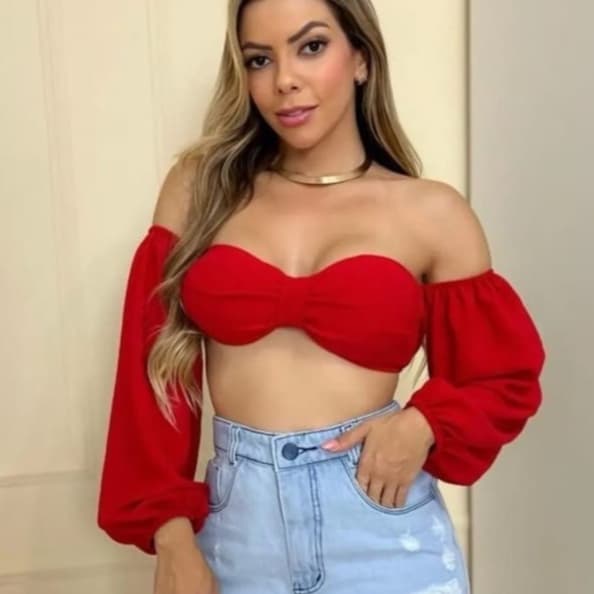 BLUSA COM ANELO MANGA EN TECIDO DUNA COM BOJO