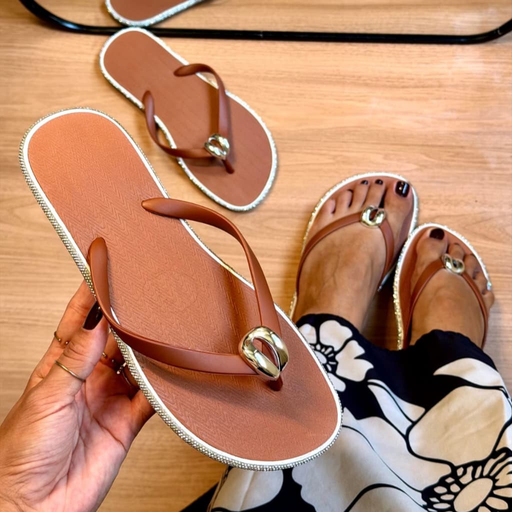Chinelo Feminino Casual Confortável Pingente Praia Promoção 34 ao 39