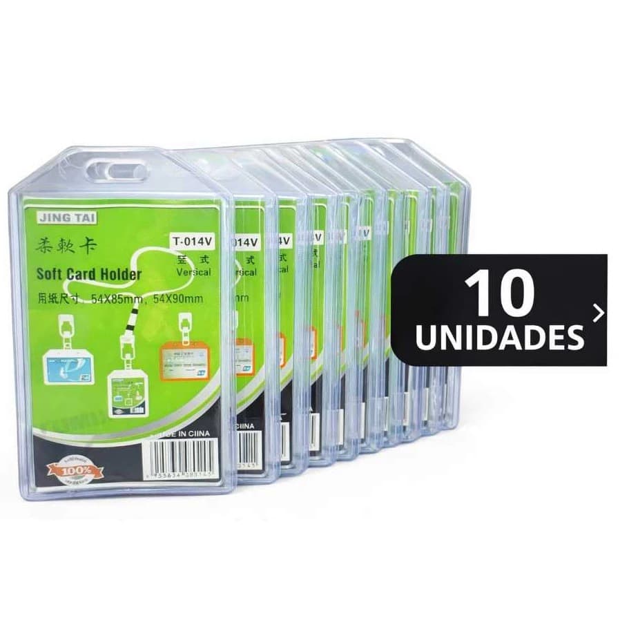 Kit com 10 Unidades – Porta Crachá Transparente Vertical