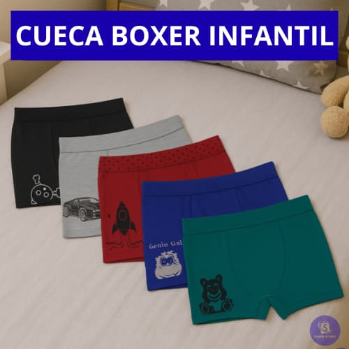 Kit Cuecas Boxer Infantil Criança Menino Masculino Elástico Respirável Sortido